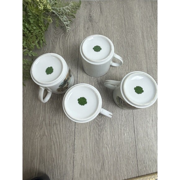 Set Of 4 Mugs Cups Ducks Waterfowl JKW Bavaria West Germany Cottage Cabin - Picture 9 of 12